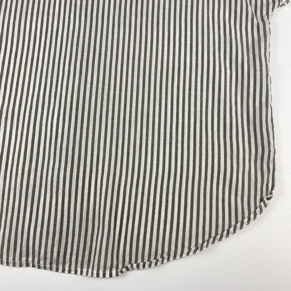 Lucky Brand Womens Rolled Sleeve Striped Button Down Shirt Relaxed Grey White SM - Picture 9 of 11